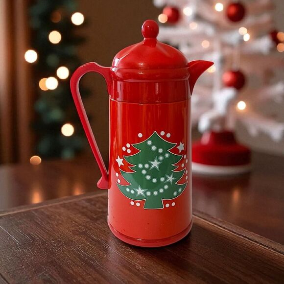 Waechtersbach Thermal Carafe Christmas Tree 1 Liter Vacuum Red Hot Cold Vintage - Picture 12 of 16